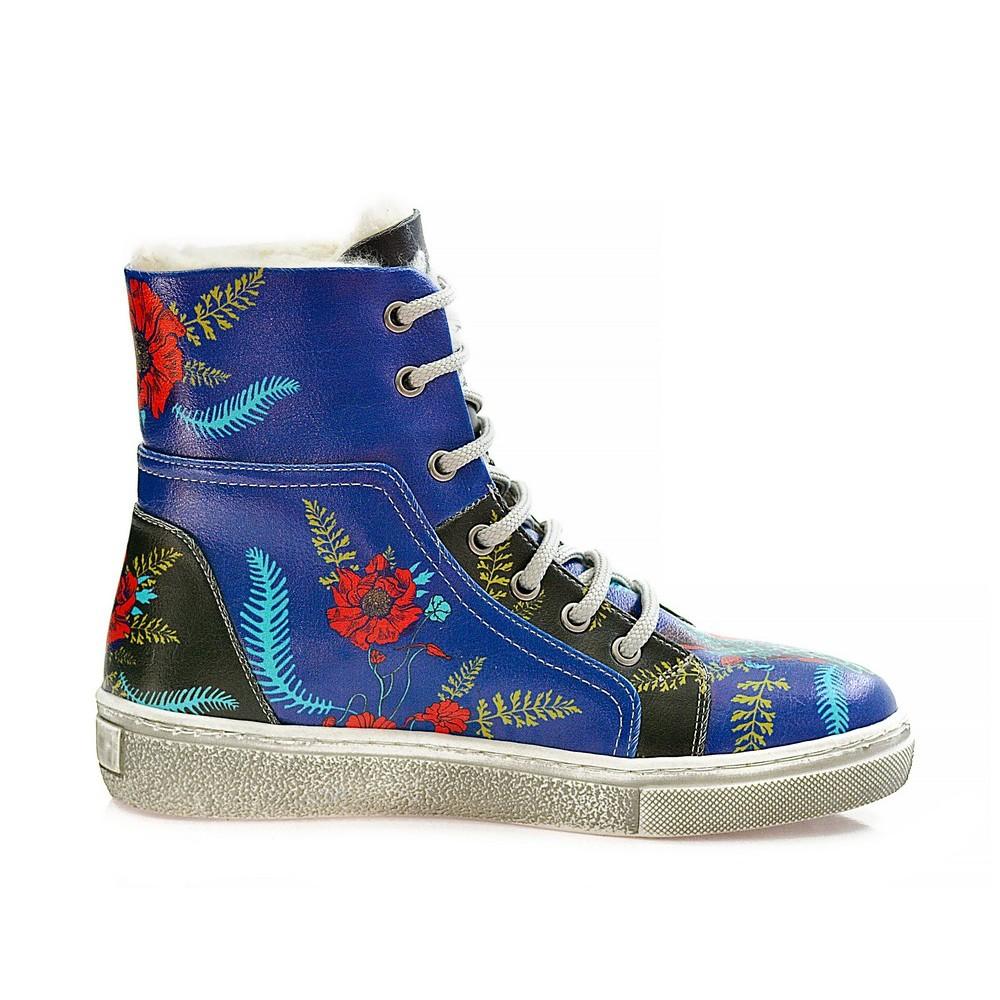 Flowers Short Boots WJAS113 (1421227753568)